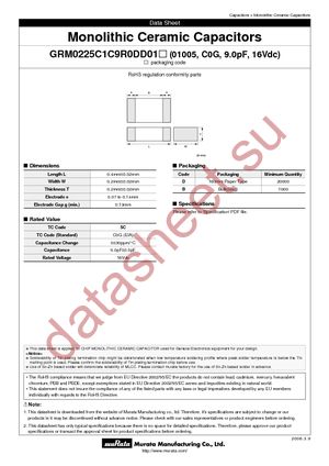 GRM0225C1C9R0DD05D datasheet  